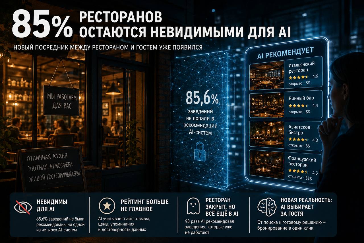 85% ресторанов остаются невидимыми для AI. Новый посредник между рестораном и гостем уже появился